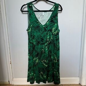 🍃Aligaduo Women’s XL Vneck Tshirt Casual Dress Coverup w pockets Green Leaf 🍃